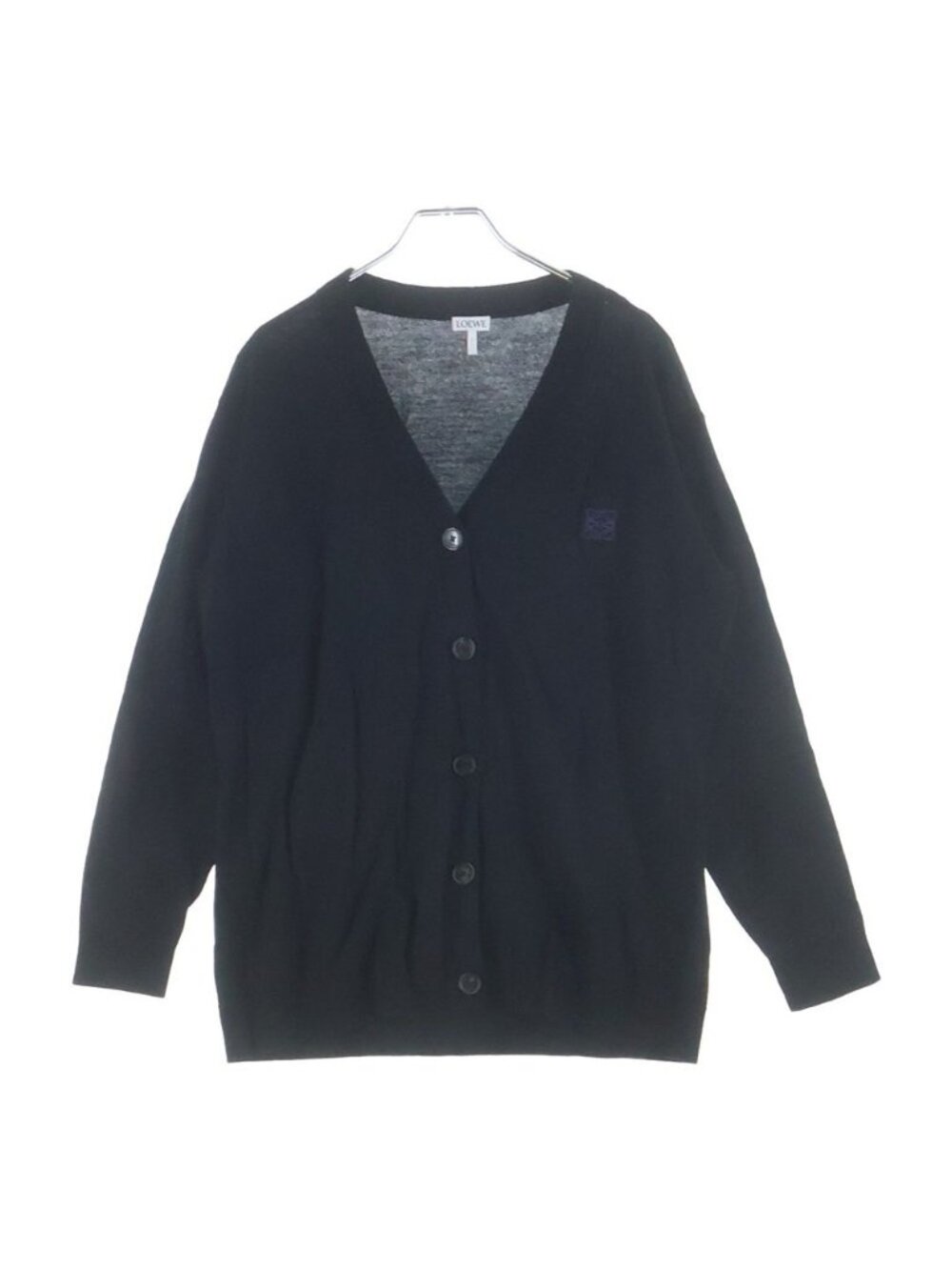 Loewe Anagram Logo Embroidery Cardigan Black
